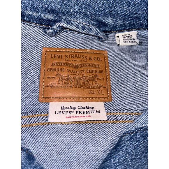 Levi's Denim Jacket W/ Woodstock & Peace Symbols Embroidered Patches XL Adult - Picture 7 of 8